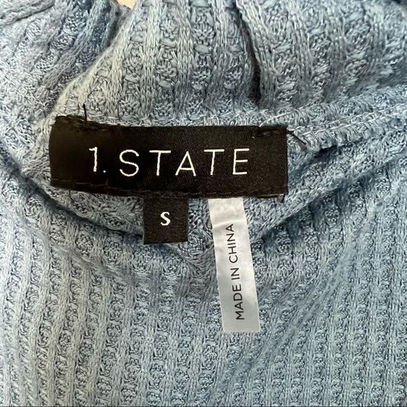 1. State Blue Back Twist Waffle Knit Long Sleeve Top Size Small - Picture 6 of 7